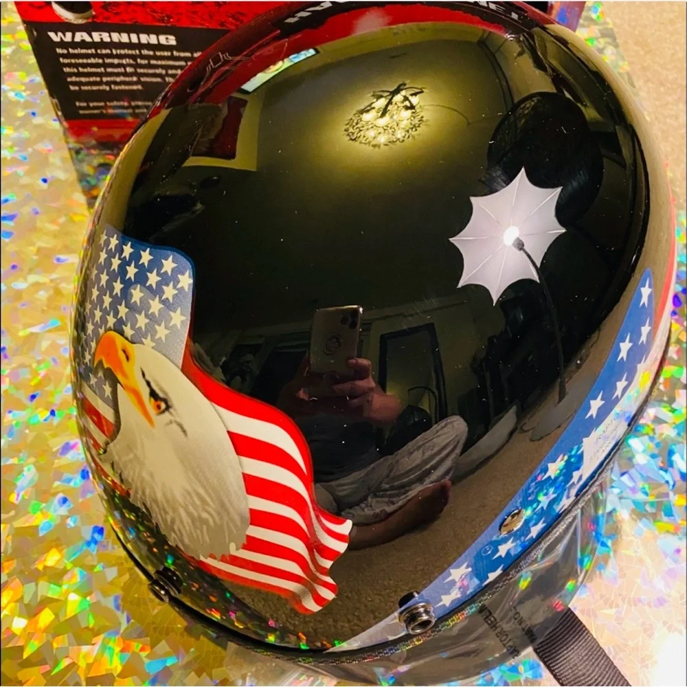 Glossy Black Half Helmet